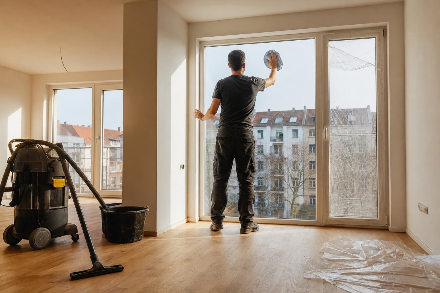 Bauendreinigung in einer frisch sanierten Wohnung (Beispielmotiv)